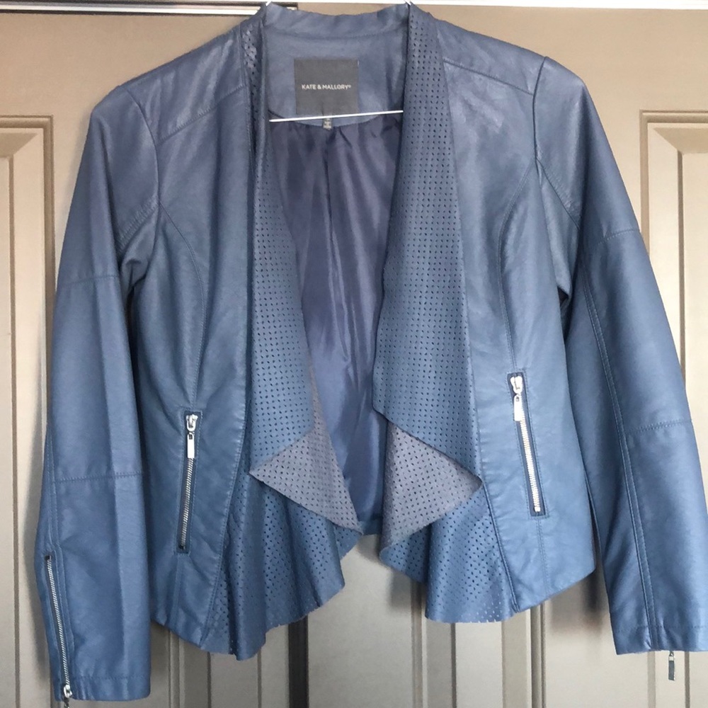 Kate and Mallory Faux Leather Light Blue Jacket
